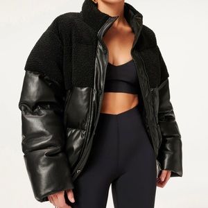 Good American Sherpa Mix Oversized Bomber